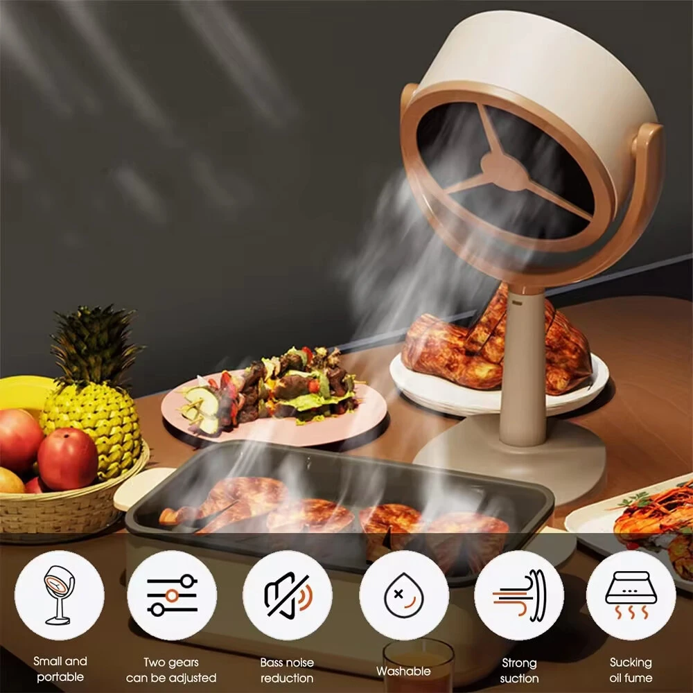 Comfook USB Household Mini Rechargeable Desktop Range Hood Dual-Speed 125° Angle Adjustment Portable Range Hood for Indoor Kitchen — view 3