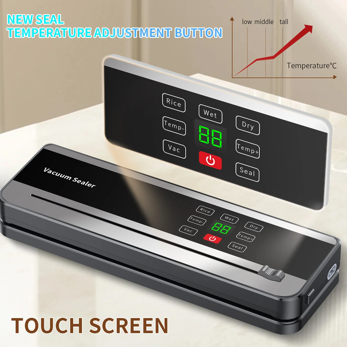 Comfook USB Rechargeable Portable Automatic Vacuum Sealer Purple Light Sterilization with LED Display Touch Screen & 100 Vacuum Bags for Home Use — view 4
