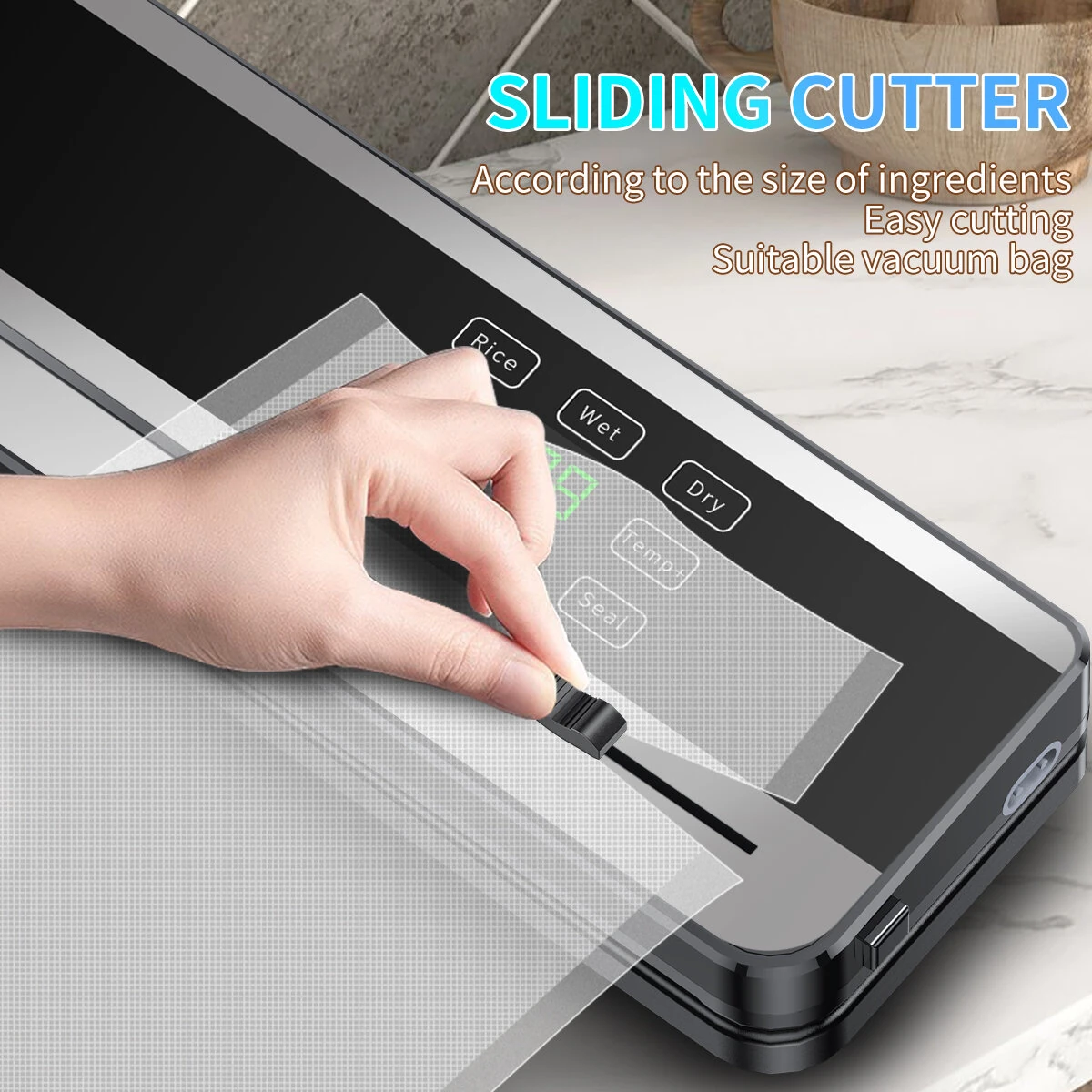 Comfook USB Rechargeable Portable Automatic Vacuum Sealer Purple Light Sterilization with LED Display Touch Screen & 100 Vacuum Bags for Home Use — view 5