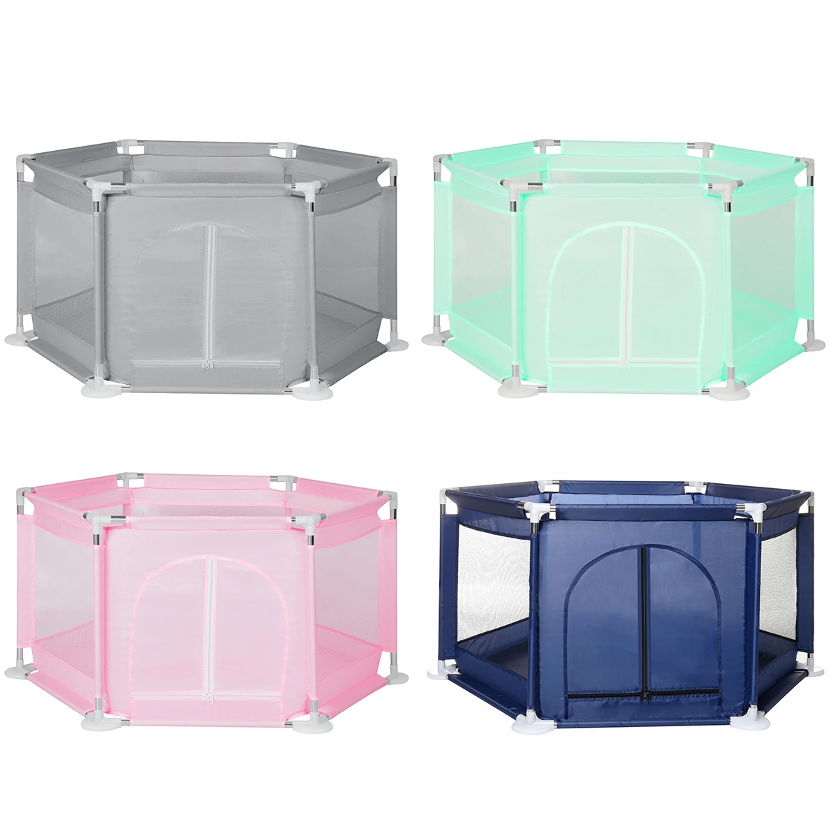 Comomy 6 Sided Baby Playpen for Babies Baby Playard Infants Toddler 6 Panels Safety Folding Indoor Outdoor Kids Play Pens Baby Fence Game Toy Pool Tent — view 7
