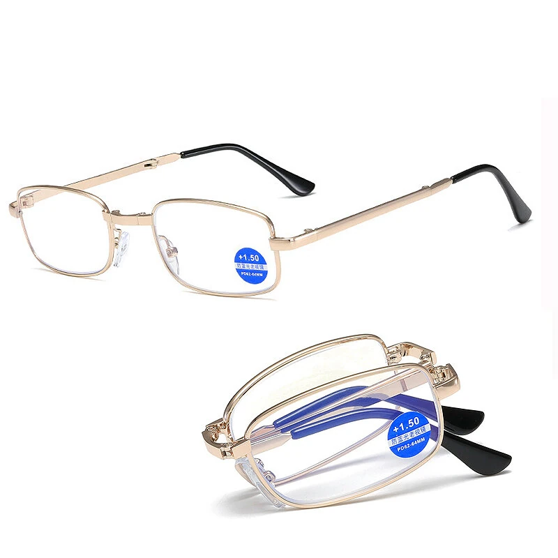 Convenient Foldable Pocket Reading Glasses Anti-blue Light Full-Rim HD Metal Glasses for Men Women Eyewears
