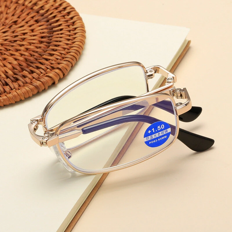 Convenient Foldable Pocket Reading Glasses Anti-blue Light Full-Rim HD Metal Glasses for Men Women Eyewears — view 7
