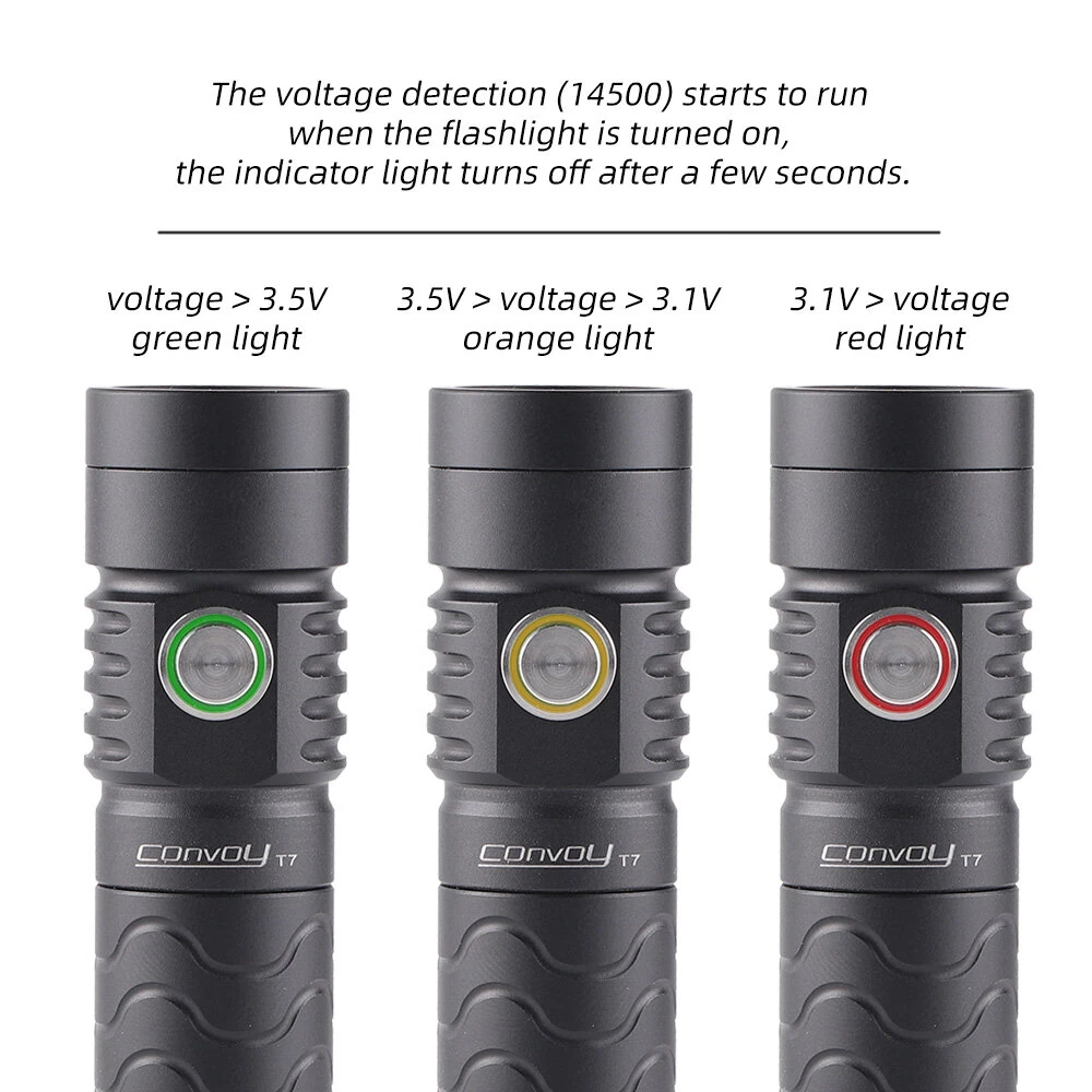 Convoy T7 TIR Lens Strong Floodlight Tactical Flashlight AA 14500 Battery 4Modes EDC Portable Mini LED Torch Type-C USB Rechargeable Tail Magnetic Attraction Maintenance Work Lamp Outdoor Camping Tent Light — view 3