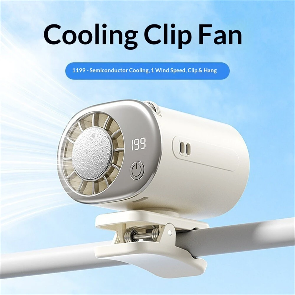 Cooling Clip-on Fan Umbrella High Speed Fan 360° Rotatable 100 Speed USB Rechargeable Multifunctional for Outdoor Car — view 3