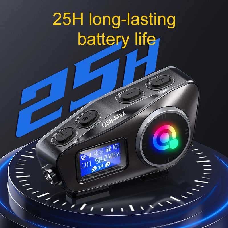 Coralme Q58MAX Motorcycle Helmet Mixing Intercom Helmet Bluetooth Headset with 300m Double Intercom Helmet Headset Group Speaker with LCD Display — view 10