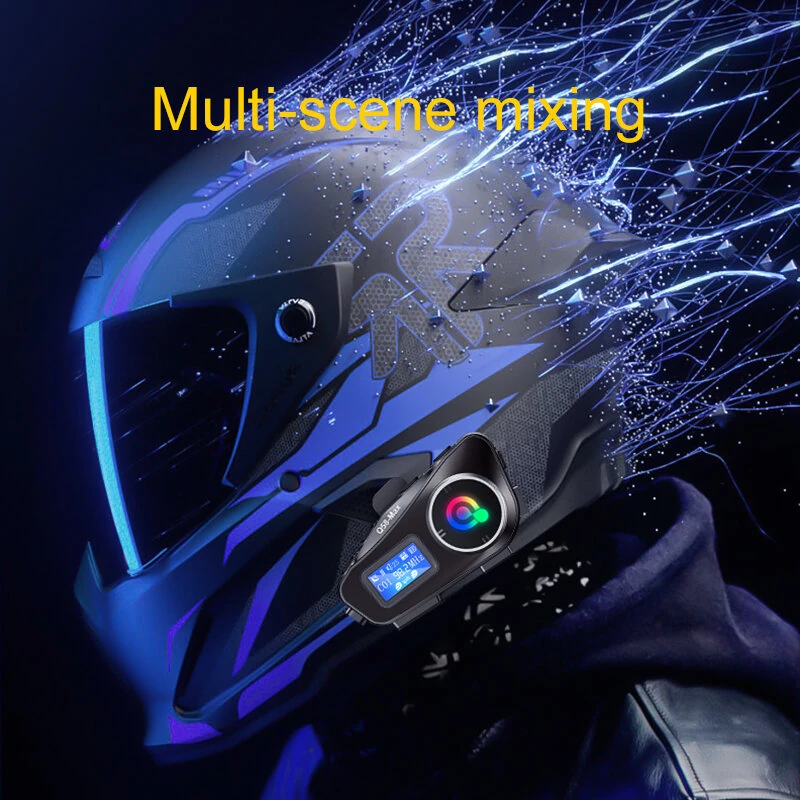 Coralme Q58MAX Motorcycle Helmet Mixing Intercom Helmet Bluetooth Headset with 300m Double Intercom Helmet Headset Group Speaker with LCD Display — view 5