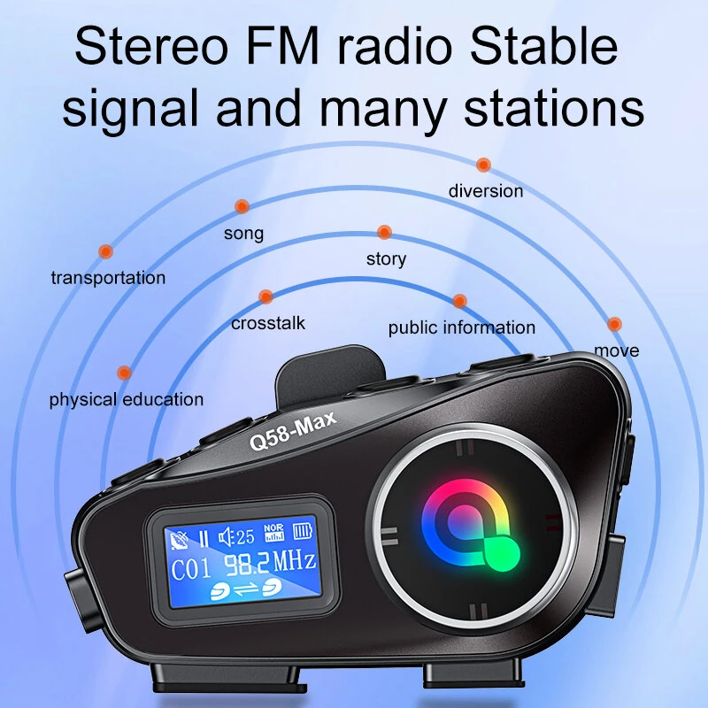 Coralme Q58MAX Motorcycle Helmet Mixing Intercom Helmet Bluetooth Headset with 300m Double Intercom Helmet Headset Group Speaker with LCD Display — view 8
