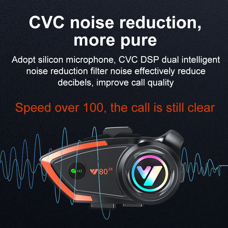 Coralme Y80 2X Motorcycle Intercom Helmet Bluetooth Headset 800 Meters Two-Person Intercom Suitable For Third-Party Helmet Headset — view 3