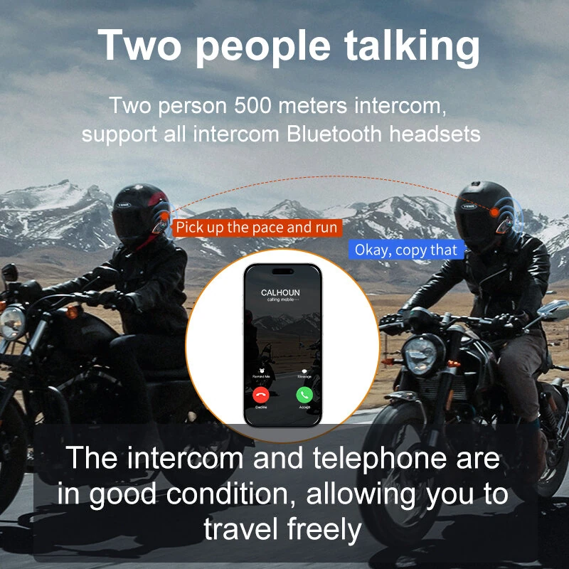 Coralme Y80 2X Motorcycle Intercom Helmet Bluetooth Headset 800 Meters Two-Person Intercom Suitable For Third-Party Helmet Headset — view 4