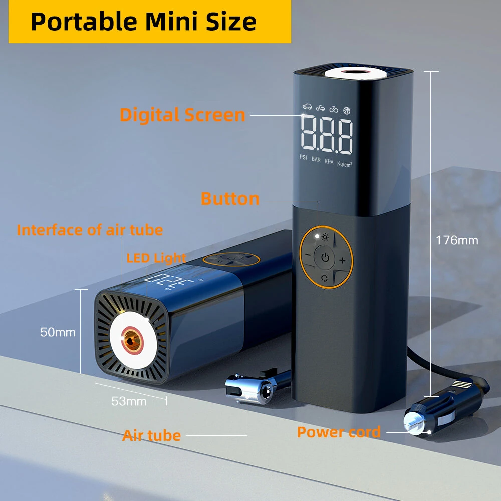 Cordless Car Portable Air Pump Intelligent Air Inflator Multifunctional High Speed High Pressure Inflator Smart Digital Car Tire Air Pump — view 7
