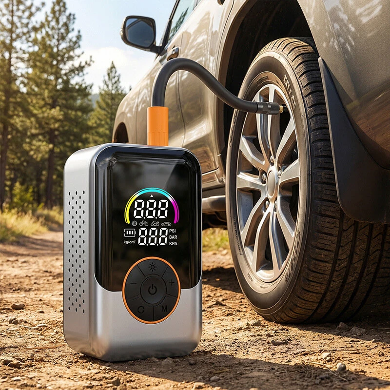 Cordless Tire Inflator 150 PSI Portable Air Compressor with Digital Display Rechargeable Electric Air Pump for Car Motorcycle Bicycle Tires