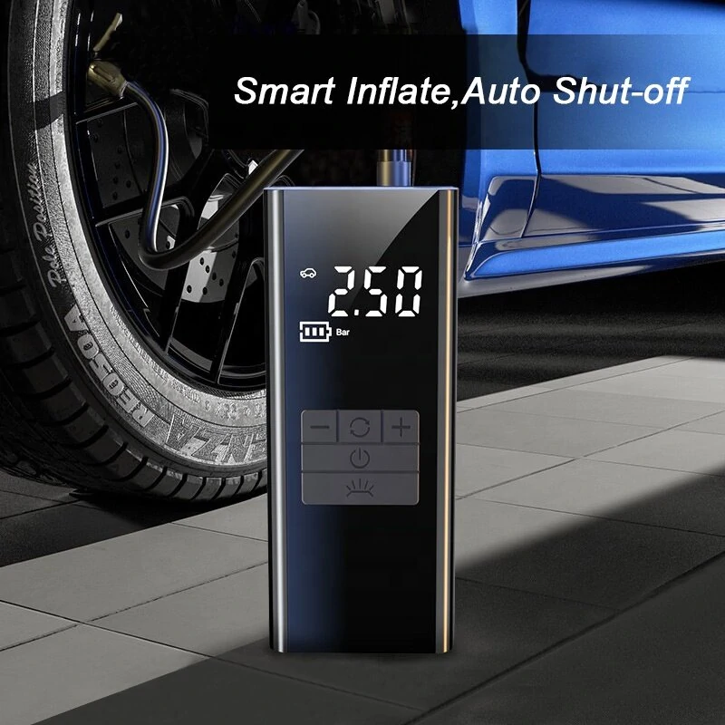 Cordless Tire Inflator Air Compressor Power Bank Portable Digital Tire Pump Fast Inflate Air Pump LED Light for Car Tires Bicycle Ball — view 2