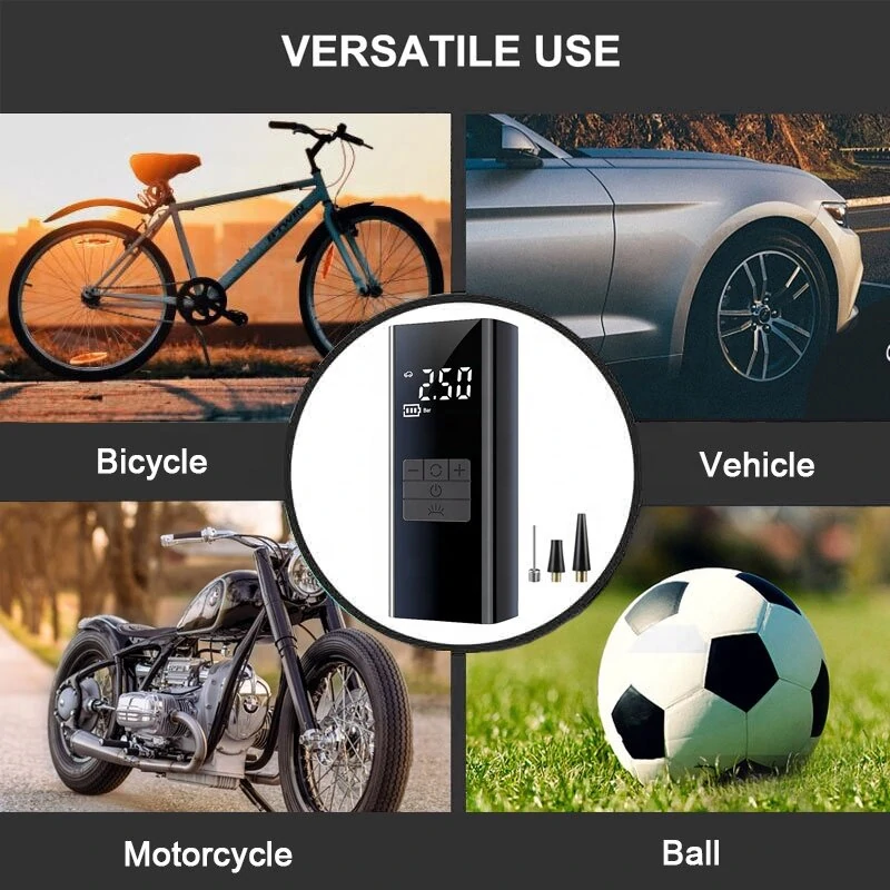 Cordless Tire Inflator Air Compressor Power Bank Portable Digital Tire Pump Fast Inflate Air Pump LED Light for Car Tires Bicycle Ball — view 6