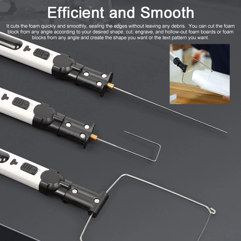 Cordless Wire Foam Cutter Pen 2000mAh 4V 5s Heat Up 550°C Max USB Type-C Rechargeable LED Light Styrofoam Cutting Tool Kit With Bow/Needle/U Blades Heating Wire — view 4
