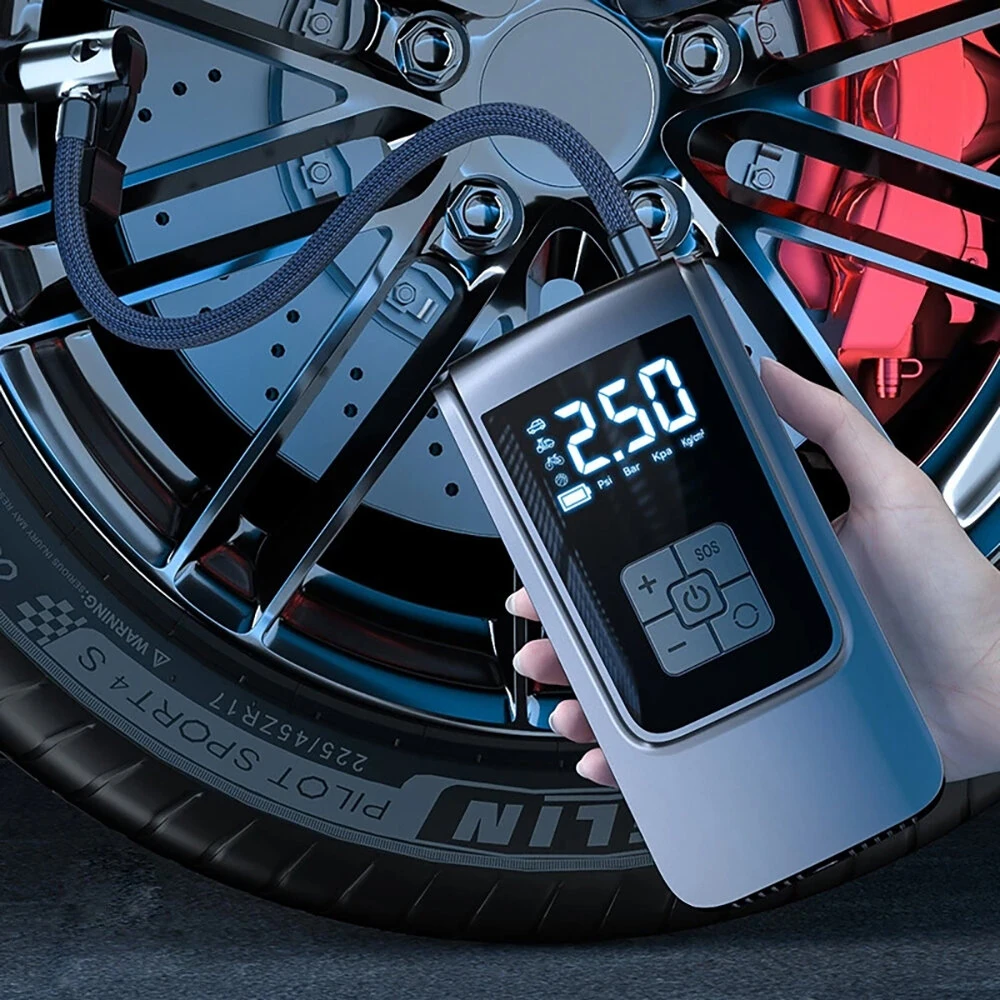 Cordless150psi Vehicle Air Pump with LED Lighting Digital Display Accurate Detection Of Preset Tire Pressure Low Noise Tire Inflation — Cordless150psi