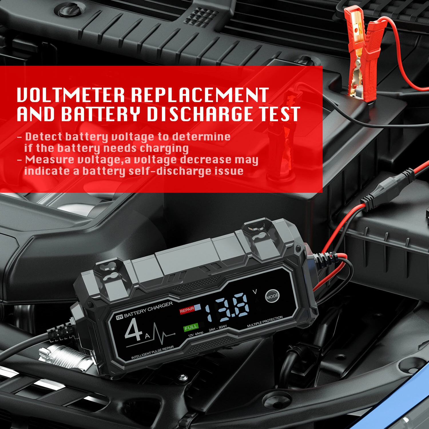 Corebox 12V 4A Intelligent Repair Charger Start-Stop Motorcycle Protector Battery Charger for Lead-acid Battery — view 2