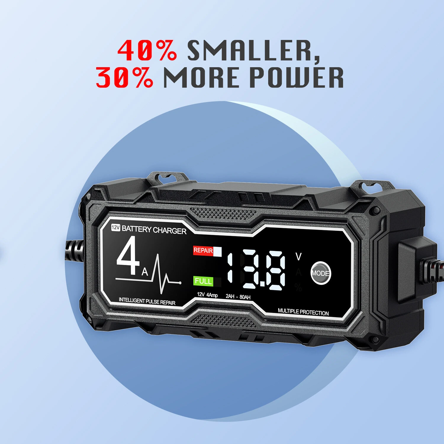 Corebox 12V 4A Intelligent Repair Charger Start-Stop Motorcycle Protector Battery Charger for Lead-acid Battery — view 3