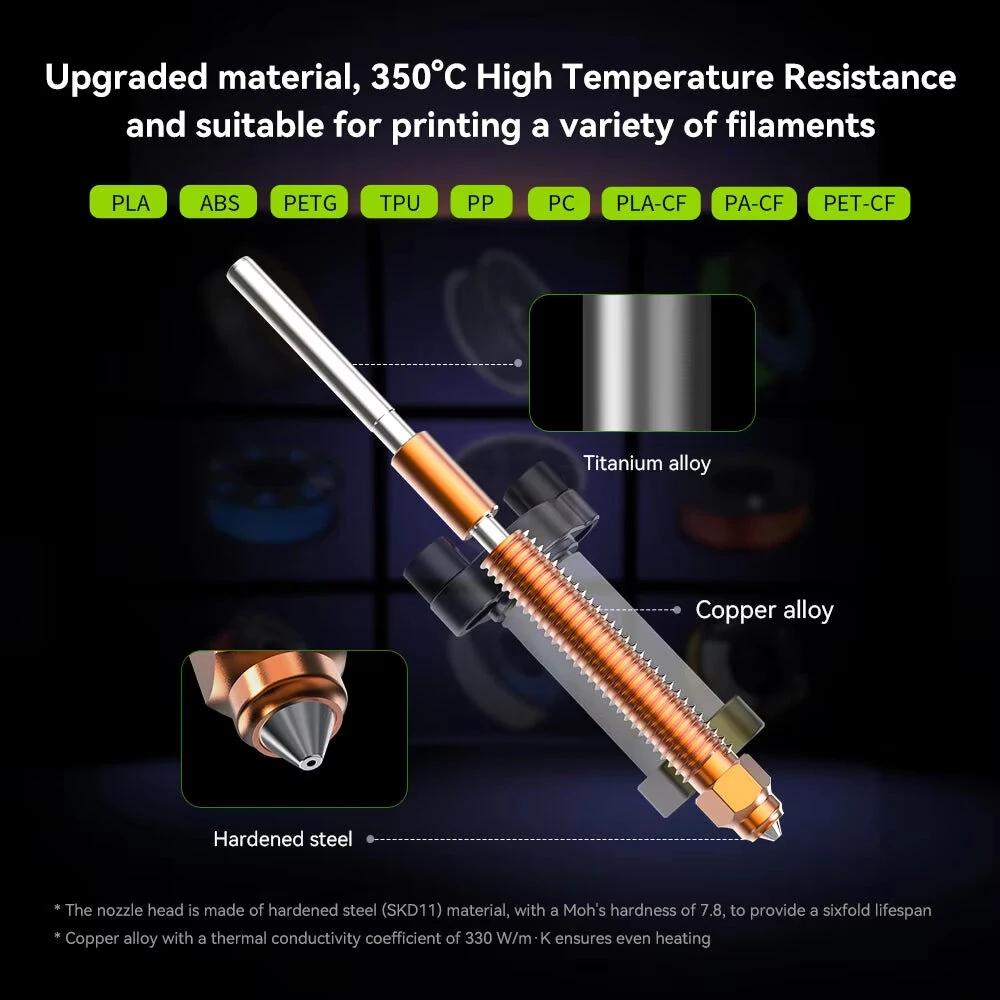 Creality K2 Plus Ceramic Hotend Kit High Thermal Conductivity Quick-swap Nozzle 350°C High Temperature Resistance — view 3