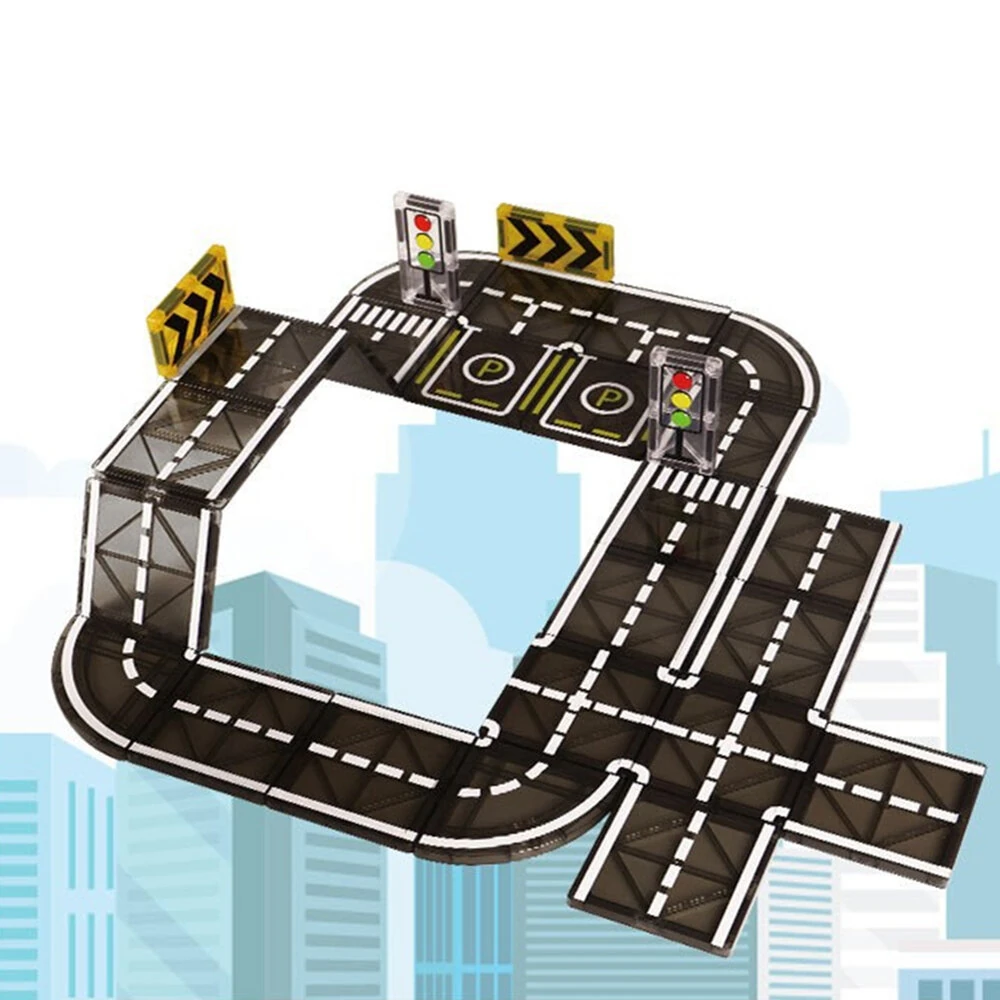 Creative City Magnet Track Car Road Cube Building Blocks Set Children DIY Puzzle Toy Gift For Kids — view 4