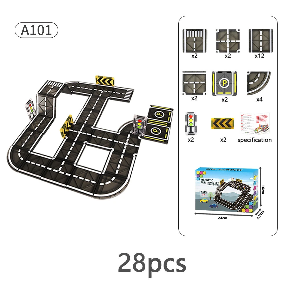 Creative City Magnet Track Car Road Cube Building Blocks Set Children DIY Puzzle Toy Gift For Kids — view 5
