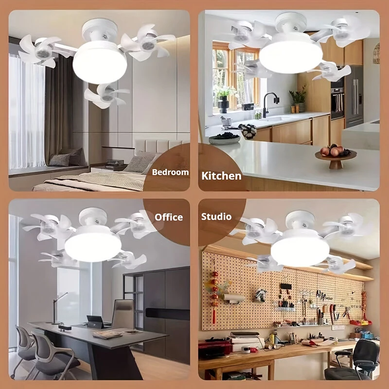Creative Drone-Style E27 LED Fan Light 2-in-1 Lighting & 3 Speed Cooling Fan with Remote Control Dimmable Timer for Living Room Bedroom — view 3