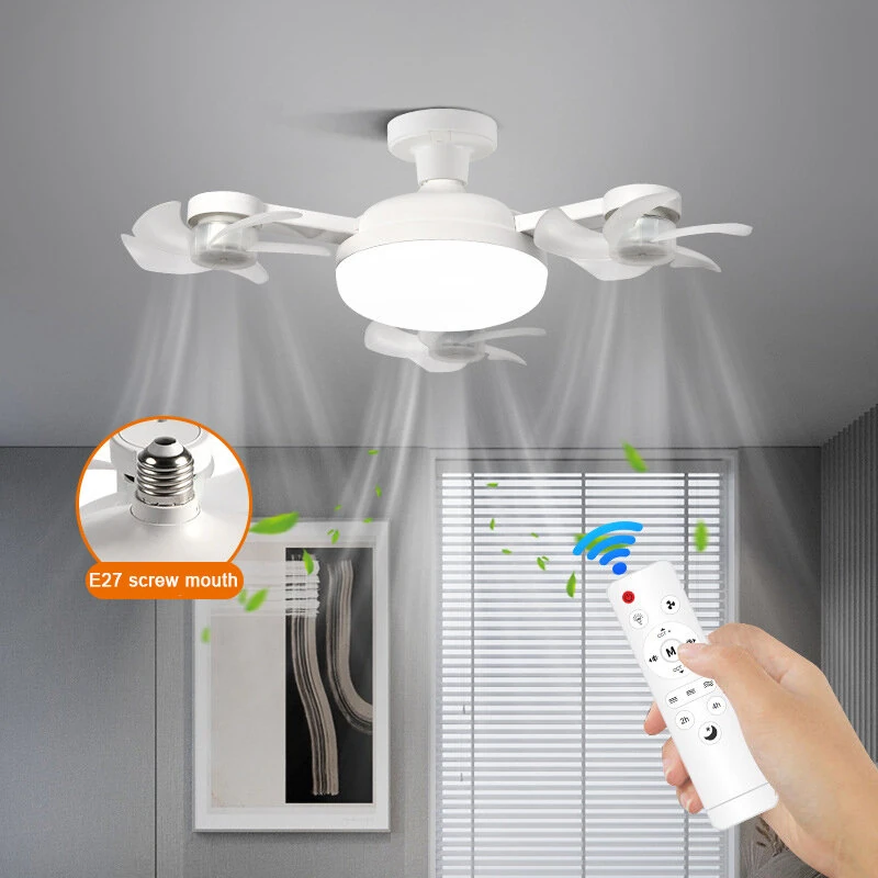 Creative Drone-Style E27 LED Fan Light 2-in-1 Lighting & 3 Speed Cooling Fan with Remote Control Dimmable Timer for Living Room Bedroom — view 4