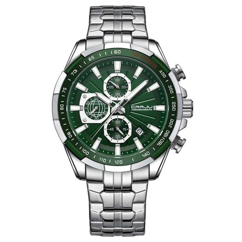 CRRJU Business Men's Watches Fashion Luxury Stainless Steel Quartz Watches Waterproof Chronograph Multifunctional Watches — CRRJU