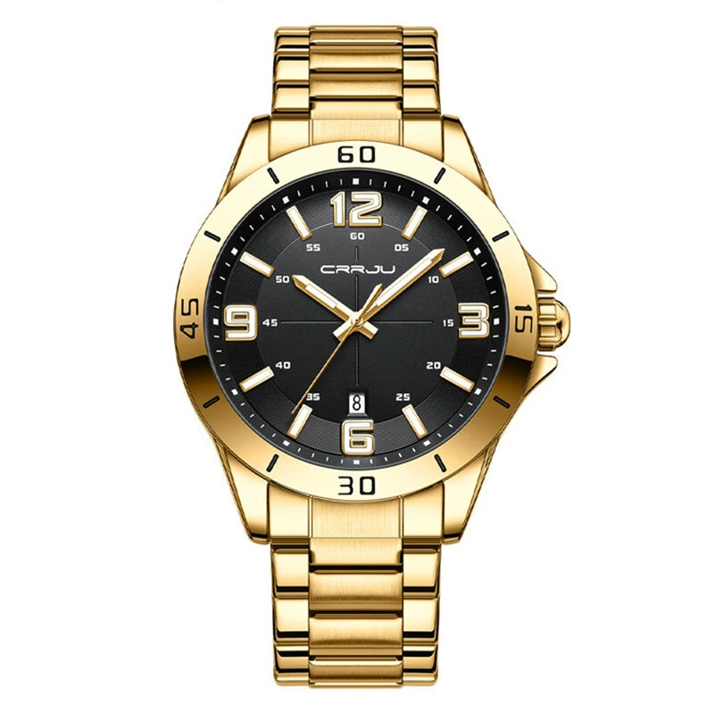 CRRJU Luxury Men's Business Watches Fashion Stainless Steel Quartz Watches Auto Date Luminous Steel Bracelet Wristwatch — view 10
