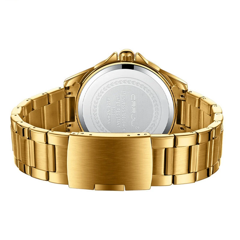 CRRJU Luxury Men's Business Watches Fashion Stainless Steel Quartz Watches Auto Date Luminous Steel Bracelet Wristwatch — view 5