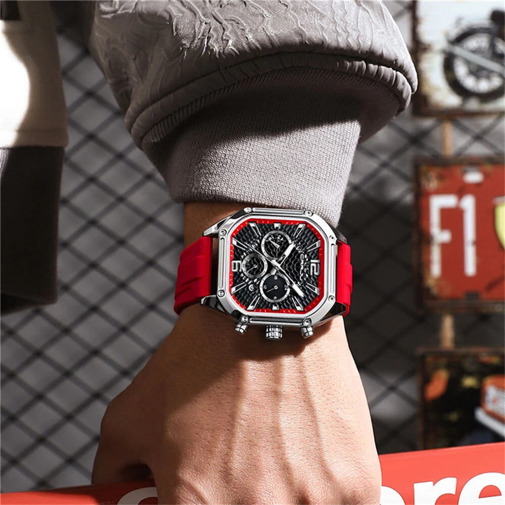 CRRJU Men's Business Quartz Watch Silicone Strap Waterproof Sport Wristwatch with Automatic Date Casual Design and Watch Box — view 8