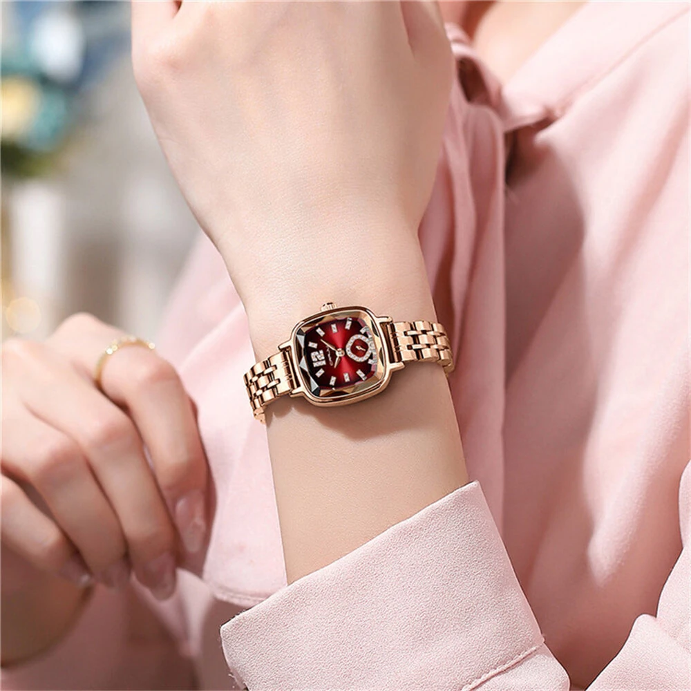 CRRJU Stainless Steel Women Watch Square Luxury Rhinestone Quartz Watch Business Waterproof Fashion Wrist Watch — view 9