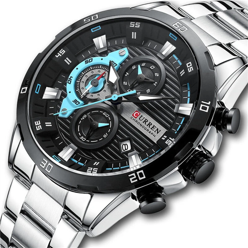 CURREN Fashion Men Stainless Steel Strap Quartz Watch Multi-function Chronograph Waterproof Wristwatch Fine Business Casual Men's Watches — view 2