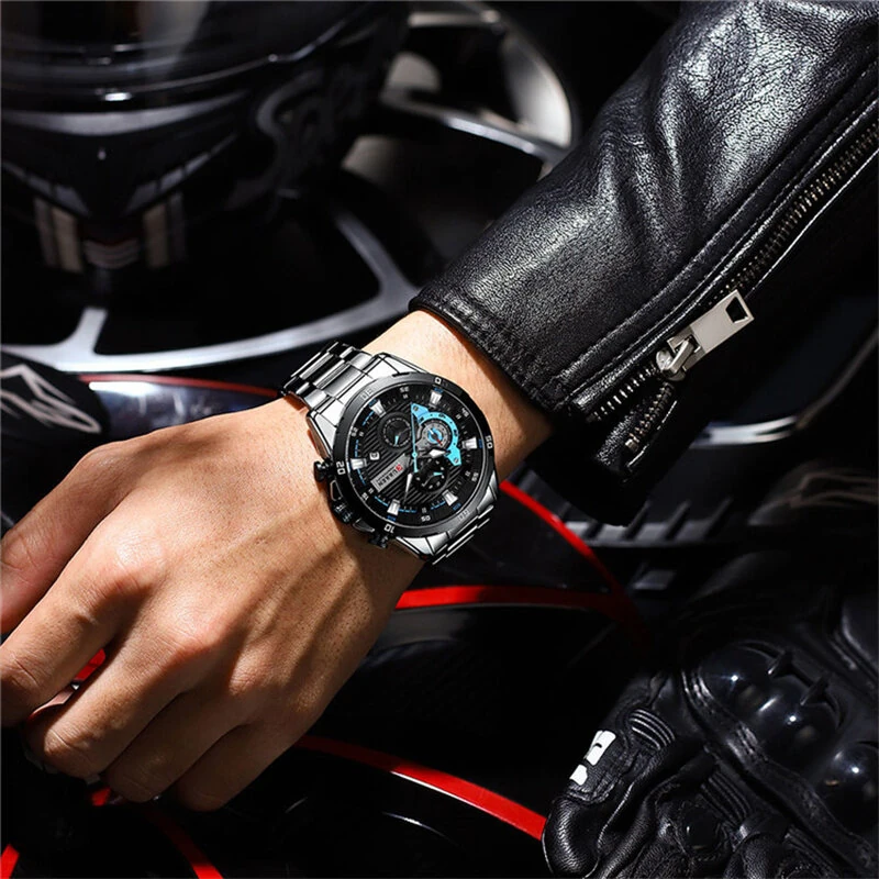 CURREN Fashion Men Stainless Steel Strap Quartz Watch Multi-function Chronograph Waterproof Wristwatch Fine Business Casual Men's Watches — view 5