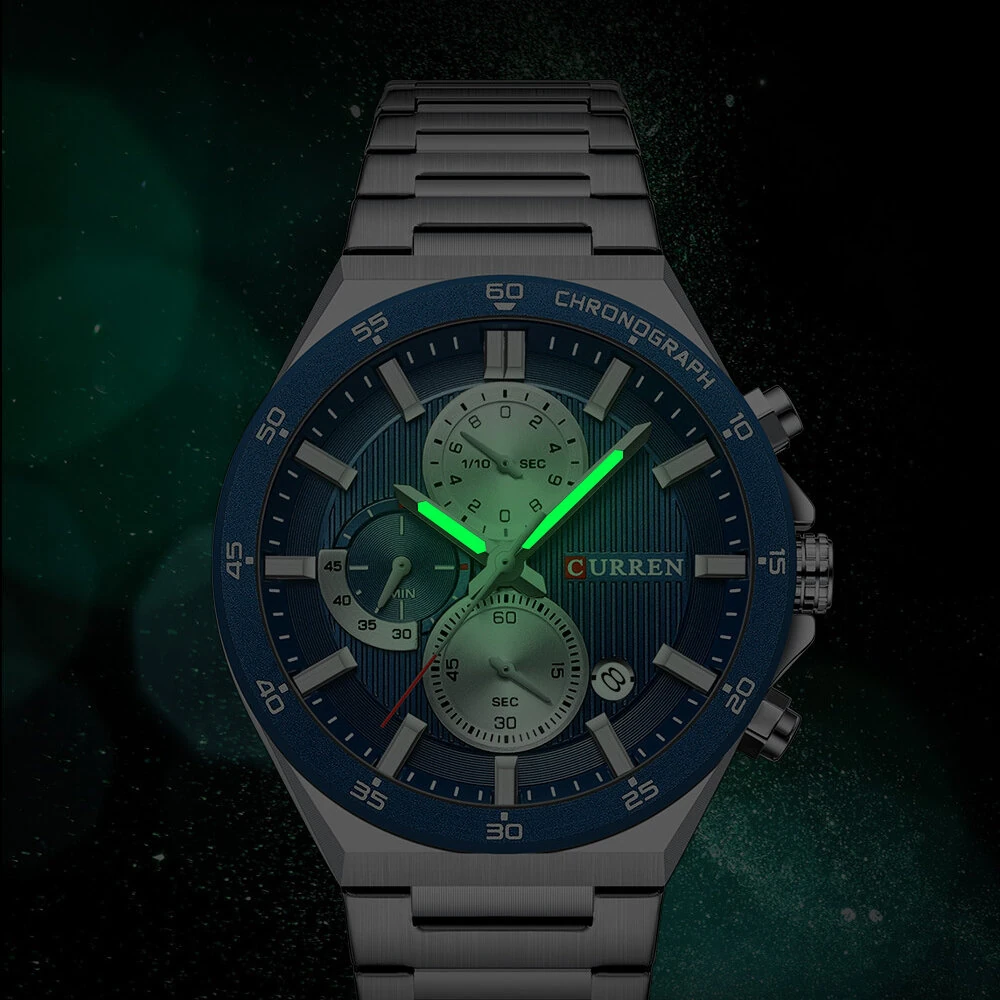 CURREN Fashion Multifunctional Chronograph Date Stainless Steel Men Wristwatch Waterproof Luminous Business Casual Quartz Watch — view 4