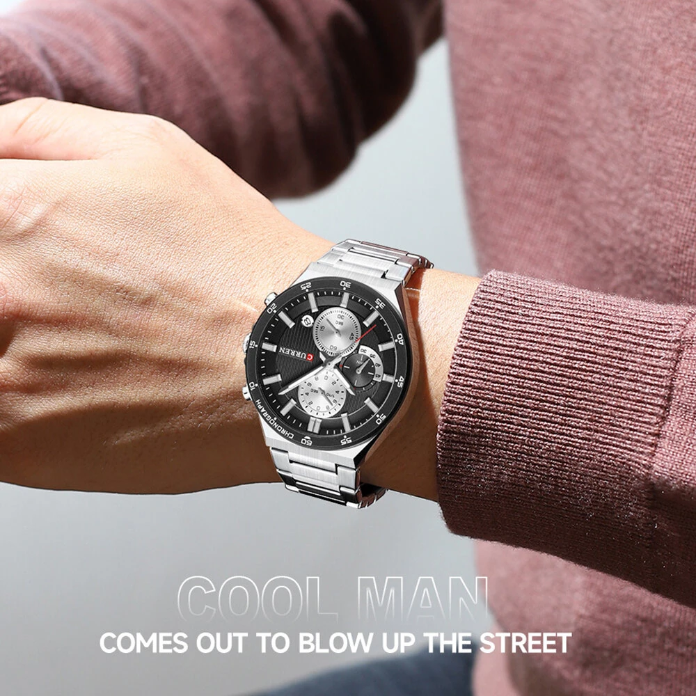 CURREN Fashion Multifunctional Chronograph Date Stainless Steel Men Wristwatch Waterproof Luminous Business Casual Quartz Watch — view 5