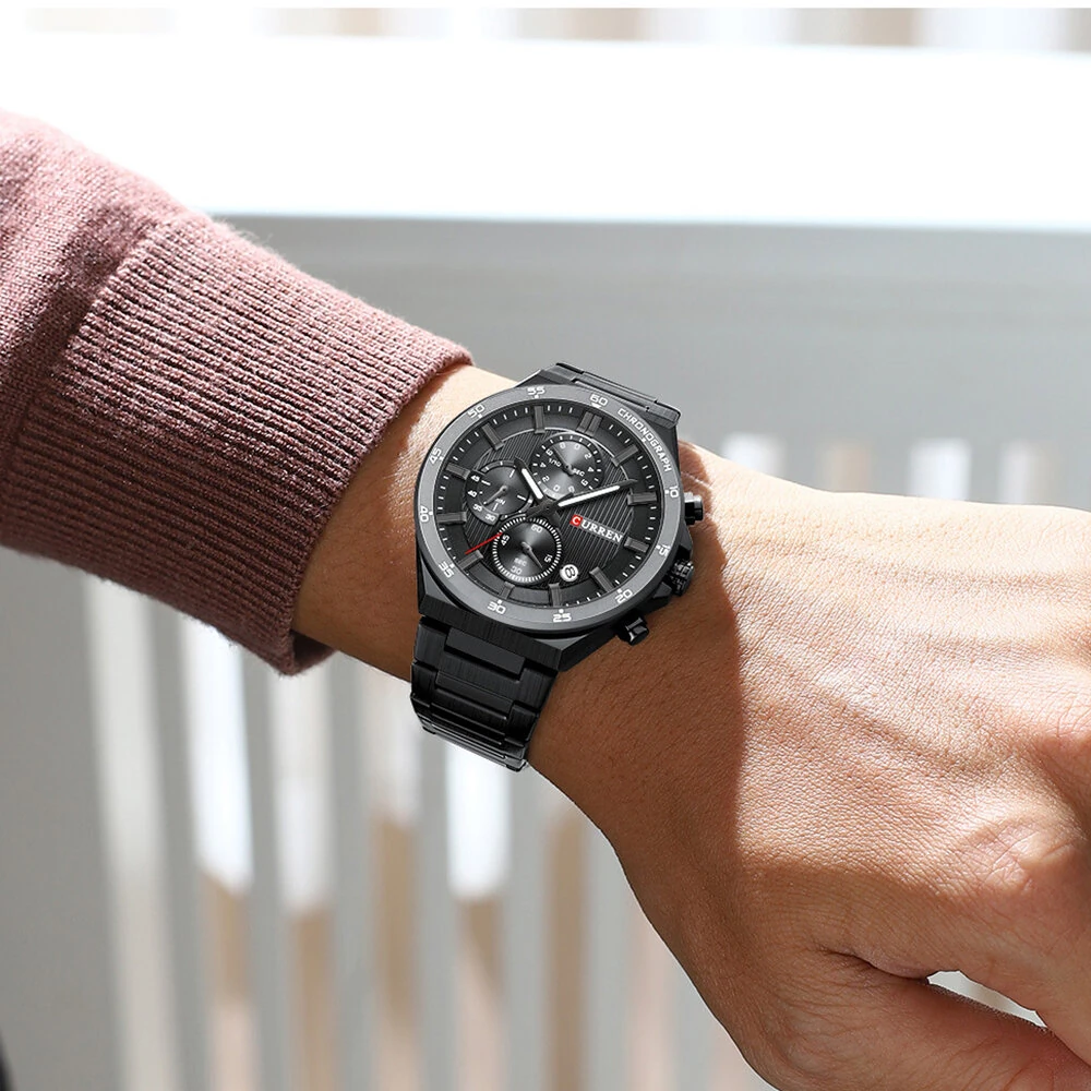 CURREN Fashion Multifunctional Chronograph Date Stainless Steel Men Wristwatch Waterproof Luminous Business Casual Quartz Watch — view 7