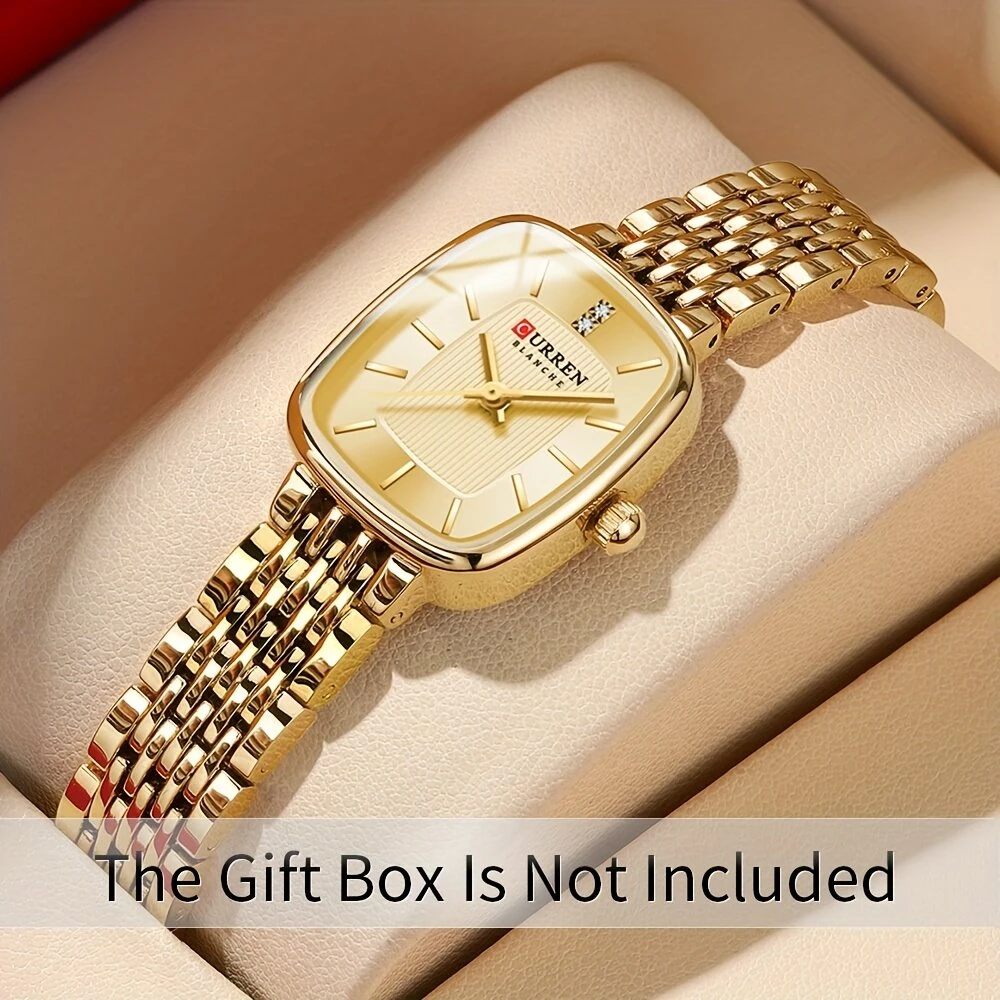 CURREN Fashion Rhinestone Deco Stainless Steel Strap Square Quartz Watch Waterproof Casual Business Women's Wristwatch — view 2
