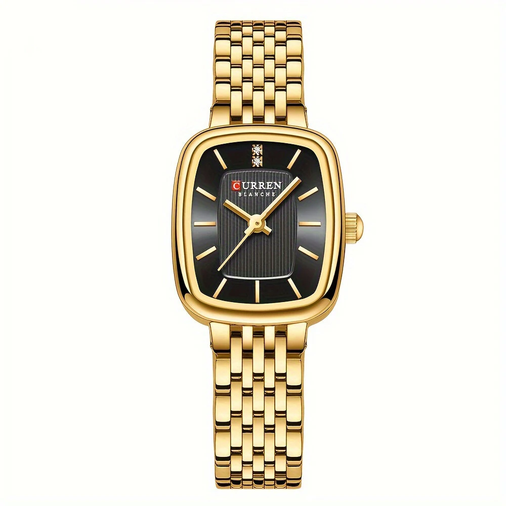 CURREN Fashion Rhinestone Deco Stainless Steel Strap Square Quartz Watch Waterproof Casual Business Women's Wristwatch — view 6