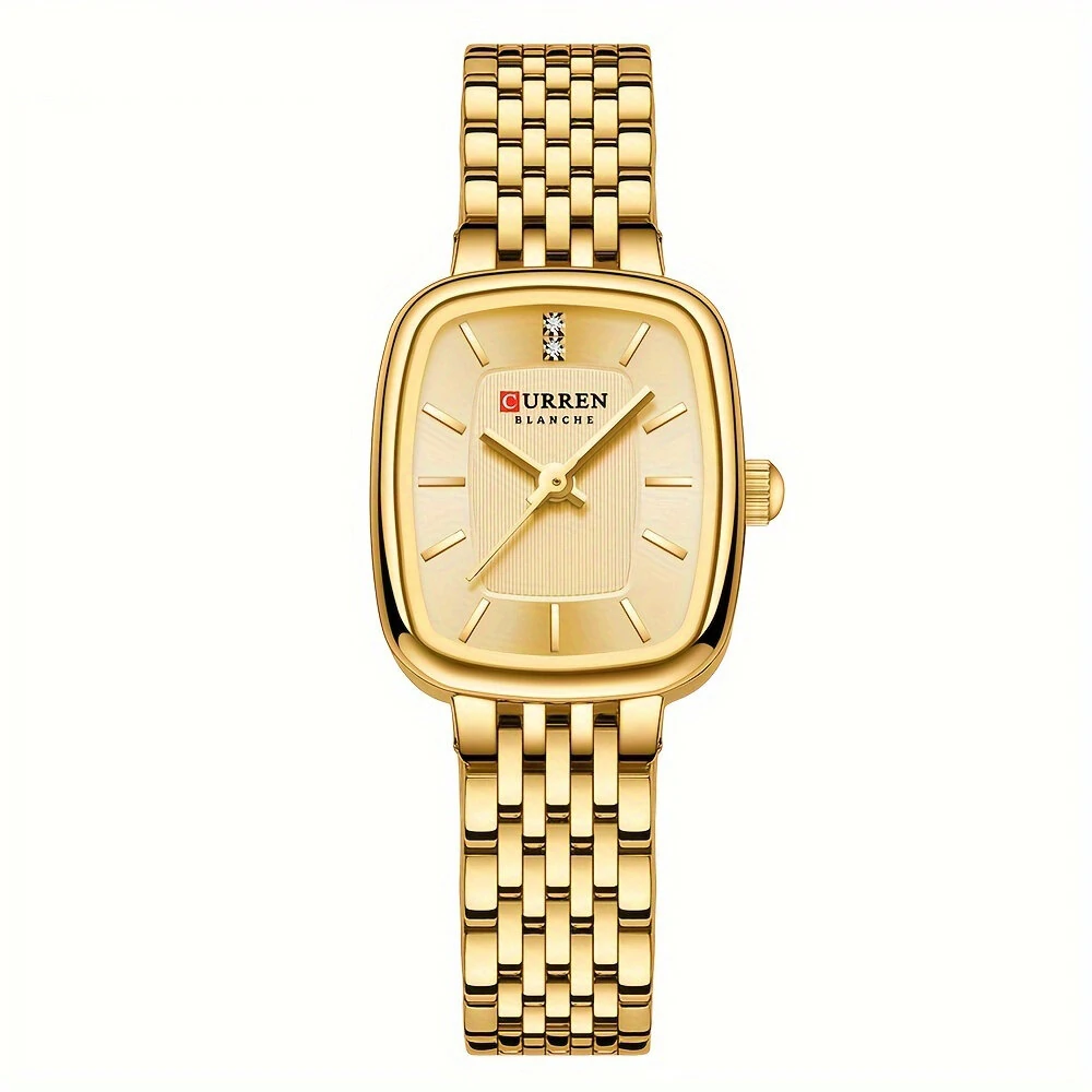 CURREN Fashion Rhinestone Deco Stainless Steel Strap Square Quartz Watch Waterproof Casual Business Women's Wristwatch — view 7
