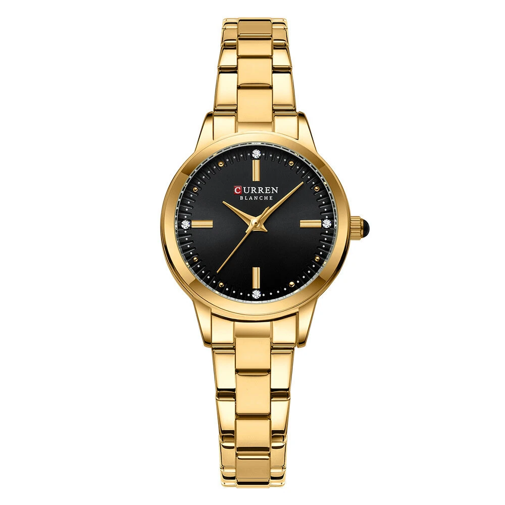 CURREN Luxury Brand Elegant Simple Rhinestone Quartz Watch Waterproof Stainless Steel Strap Gold Wristwatch — view 10