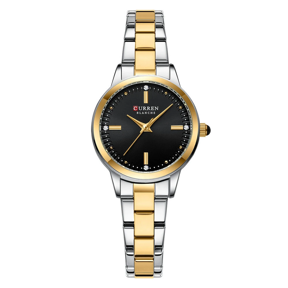 CURREN Luxury Brand Elegant Simple Rhinestone Quartz Watch Waterproof Stainless Steel Strap Gold Wristwatch — view 9
