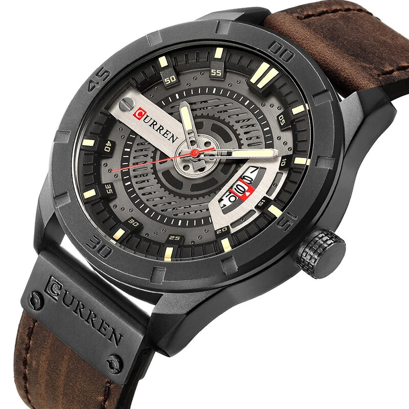 CURREN Men Classic Sports Quartz Watch Large Dial Fashion Casual Watches Waterproof Watch with Calendar, Luminous Hands — view 2