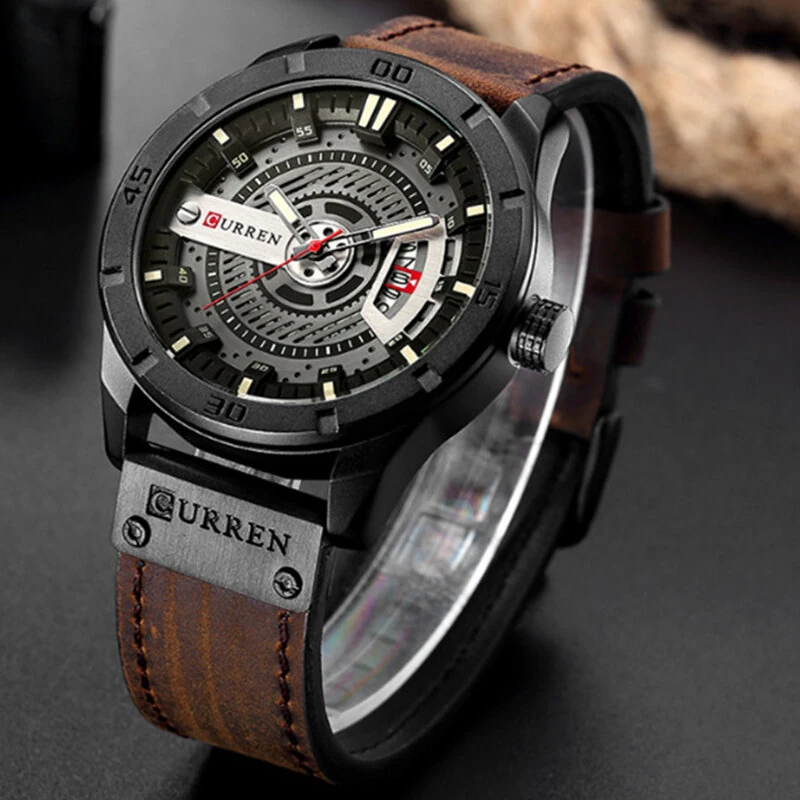CURREN Men Classic Sports Quartz Watch Large Dial Fashion Casual Watches Waterproof Watch with Calendar, Luminous Hands — view 3