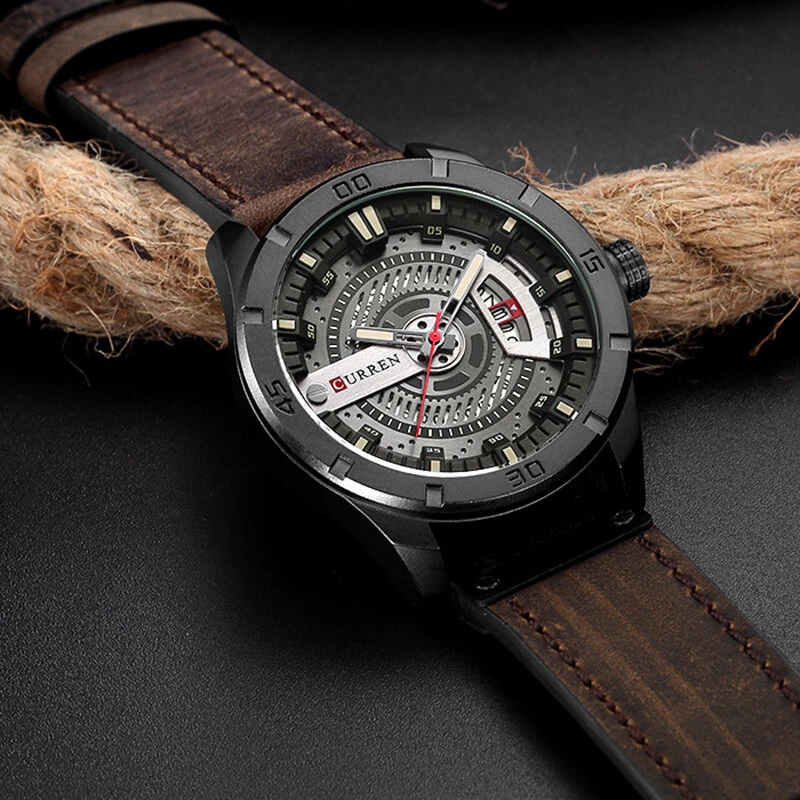 CURREN Men Classic Sports Quartz Watch Large Dial Fashion Casual Watches Waterproof Watch with Calendar, Luminous Hands — view 4