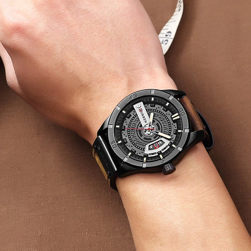 CURREN Men Classic Sports Quartz Watch Large Dial Fashion Casual Watches Waterproof Watch with Calendar, Luminous Hands — view 7