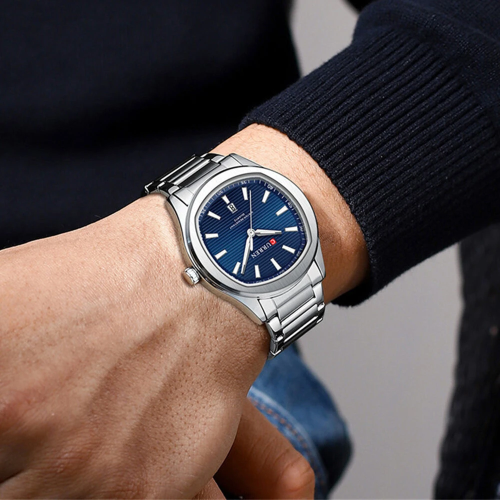 CURREN Men's Quartz Watch Waterproof Stainless Steel Calendar Wristwatch Business Casual Design with Watch Box Stylish — view 3