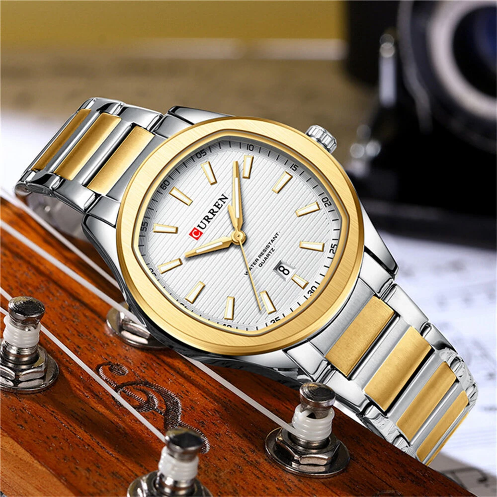 CURREN Men's Quartz Watch Waterproof Stainless Steel Calendar Wristwatch Business Casual Design with Watch Box Stylish — view 5