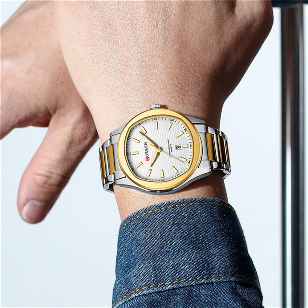 CURREN Men's Quartz Watch Waterproof Stainless Steel Calendar Wristwatch Business Casual Design with Watch Box Stylish — view 6
