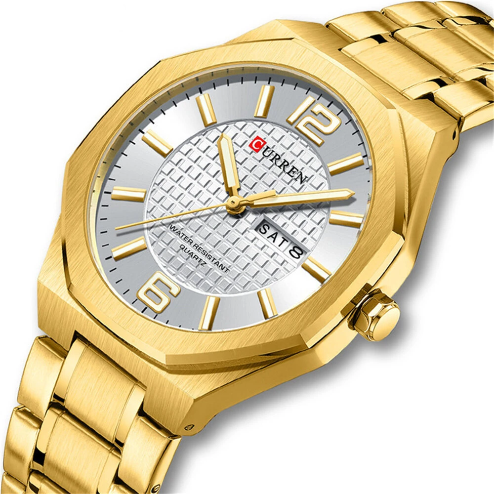 CURREN Men's Stainless Steel Quartz Watch Waterproof Calendar Business Casual Wristwatch Fashion Design with Watch Box — view 10
