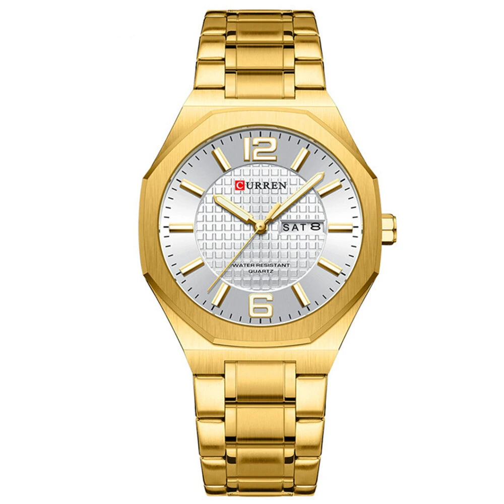 CURREN Men's Stainless Steel Quartz Watch Waterproof Calendar Business Casual Wristwatch Fashion Design with Watch Box — view 2